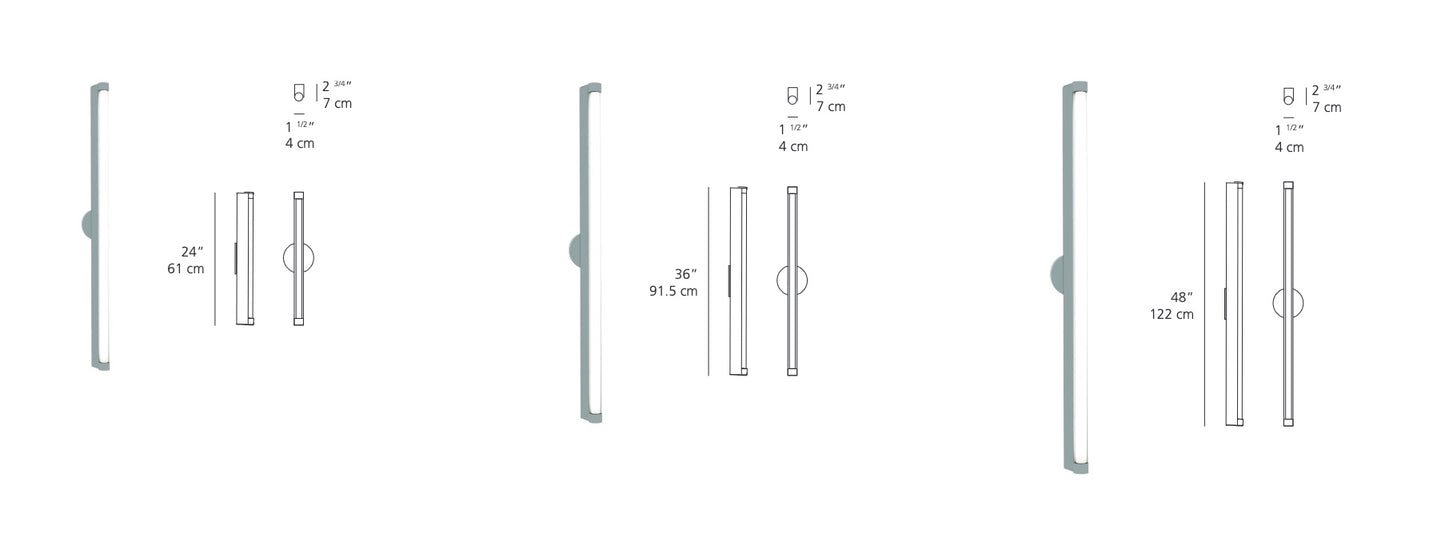 Basic Strip Vanity Wall Light | Artemide - Dimensions