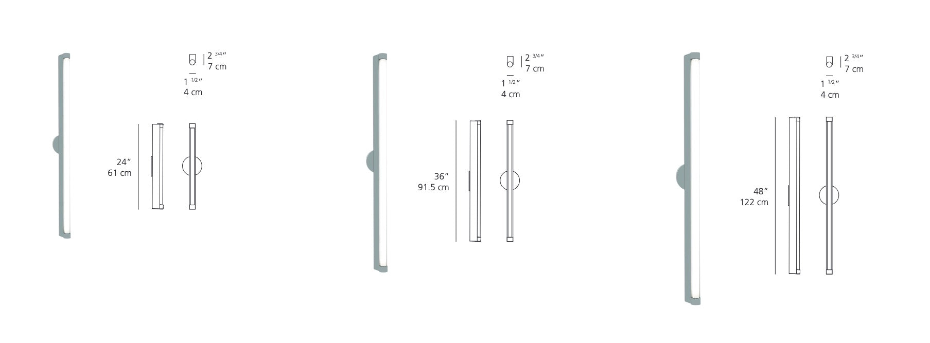 Basic Strip Vanity Wall Light | Artemide - Dimensions