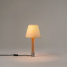 Modern Basica M1 table lamp by Santa & Cole with minimalist Spanish contemporary styling, Stitched Beige Parchment
