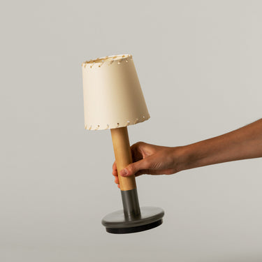 Spanish designer cordless table lamp with warm ambient light