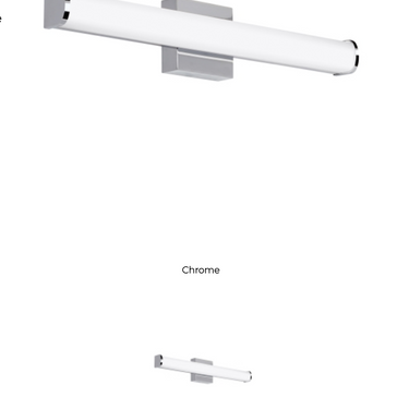 Energy-efficient LED bath lighting: Basis 24" wall sconce, 2700K warm white light. 