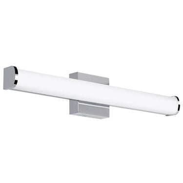 ADA compliant bathroom lighting: Basis 24" wall sconce, satin nickel, above mirror installation. 