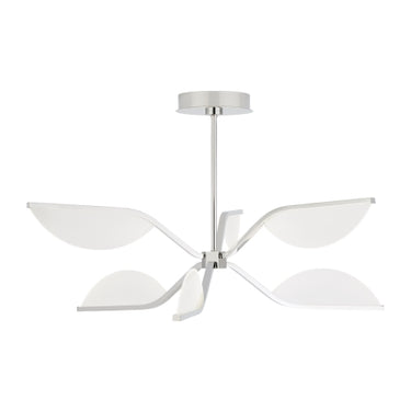 Modern Living Room with  Visual Comfort Belterra 30" LED Flush Mount as a Focal Point, Polished Nickel