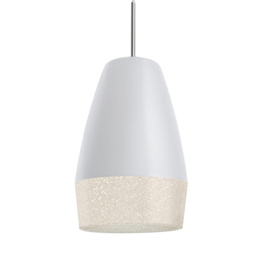 Besa Lighting Abu 12 pendant with satin white conical shade and crystal-coated glass diffuser