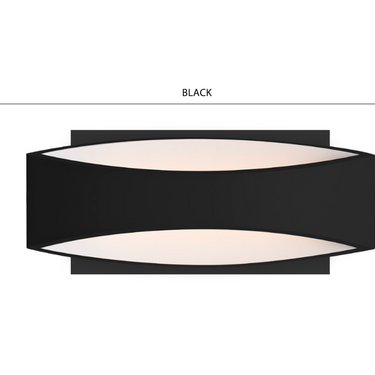 Black Besa Arc LED wall light with silver interior and upward downward illumination