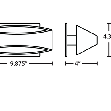 Technical line drawing of the Besa Arc LED wall sconce showing overall dimensions and ADA profile