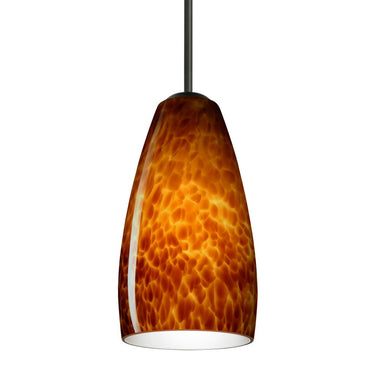 Amber handblown glass pendant light providing warm ambient lighting for modern interiors