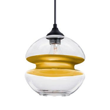 Clear and gold glass pendant light by Besa Lighting for porch, entryway, and patio lighting