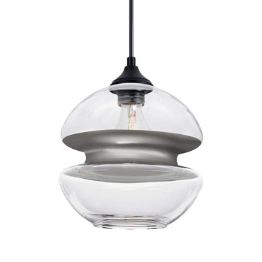 Clear and silver glass pendant light by Besa Lighting for porch, entryway, and patio lighting