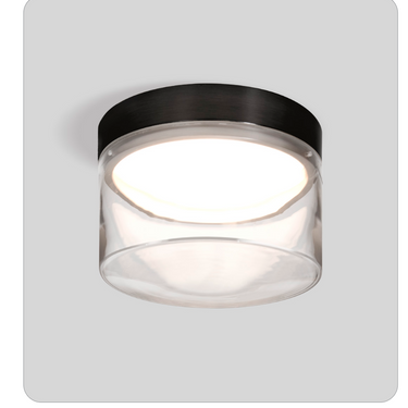 Modern clear glass flush mount lighting for office and hotel spaces