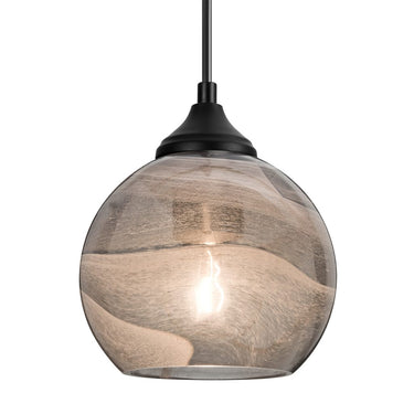 Besa Jilly outdoor pendant with Vapor Smoke glass shade and black finish