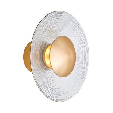 Besa Sly LED wall sconce in brushed brass with clear glass diffuser
