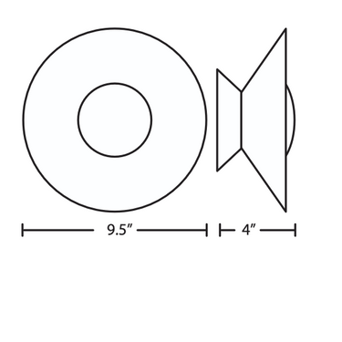 Line drawing of the Besa Sly LED wall sconce showing overall dimensions and wall projection