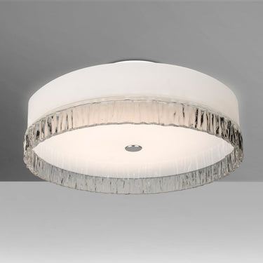 Modern ceiling light featuring opal white glass and smoke stone textured glass accents