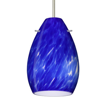 Modern Besa Pera 6 Blue Cloud glass pendant light above a kitchen island