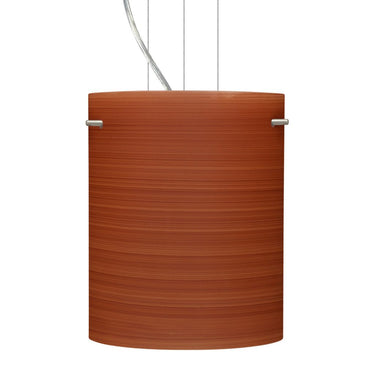 Besa Tamburo 8 Cherry glass pendant installed above a kitchen island and dining area