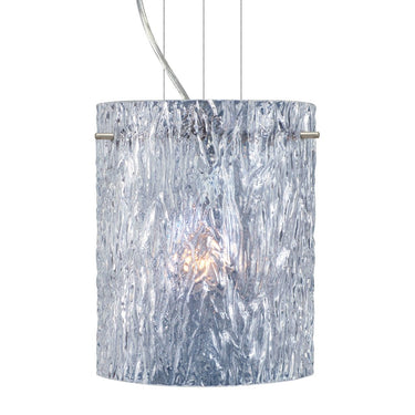 Besa Tamburo 8 pendant light with Clear Stone handcrafted glass shade and modern metal finish