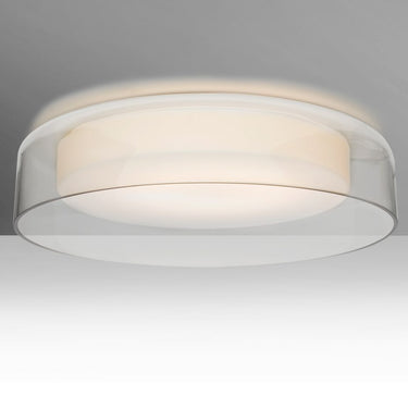 Besa Tango 15 LED flush mount ceiling light with Clear glass and Opal Matte diffuser