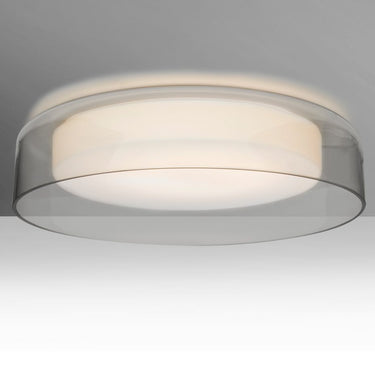 Round LED flush mount ceiling light in Gray glass with Opal Matte diffuser for indoor spaces