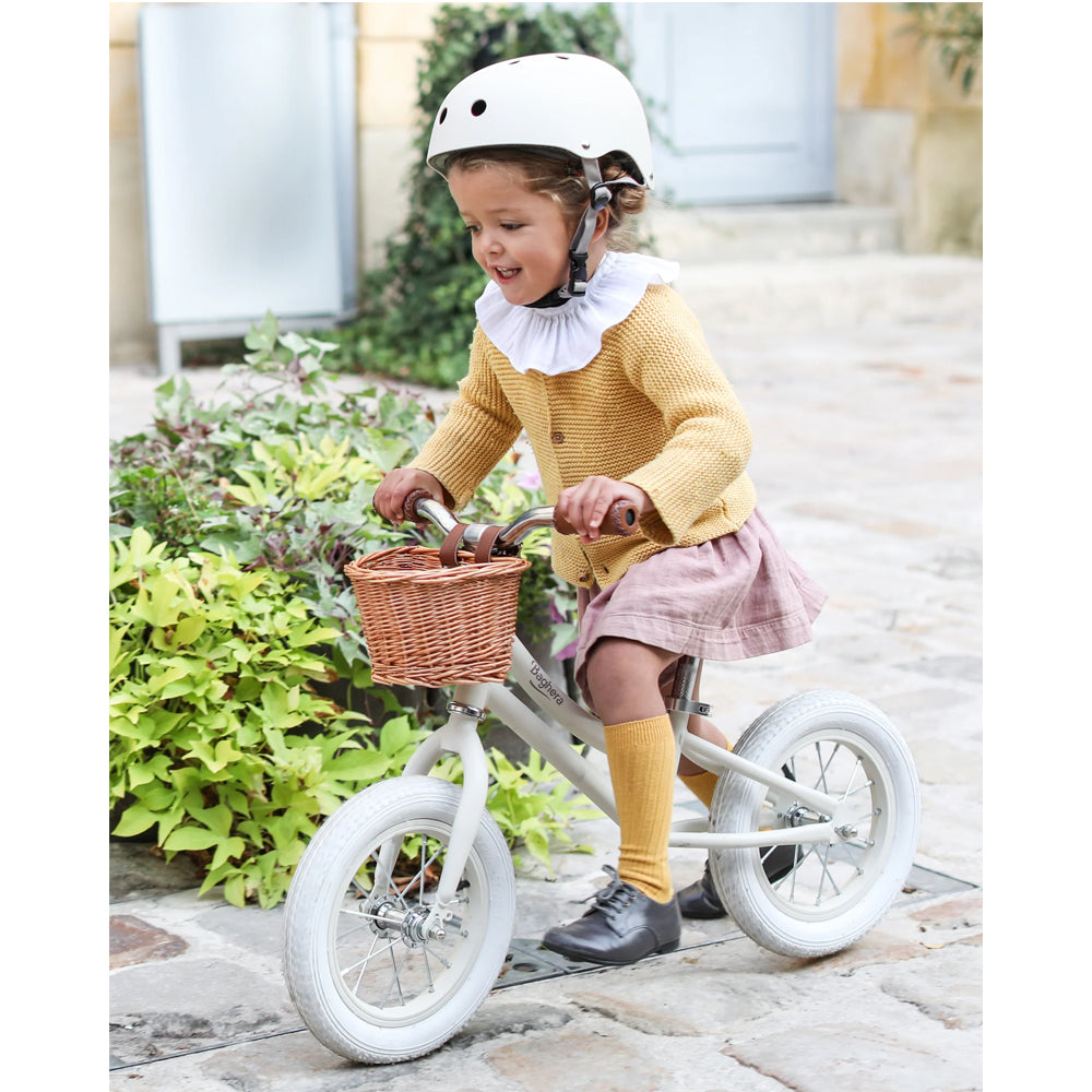 Baghera Bicycle Balance Bike Ivory White with Helmet