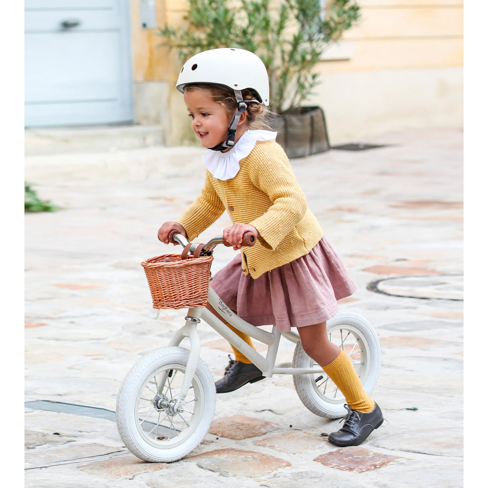 Baghera Bicycle Balance Bike Ivory White with Helmet
