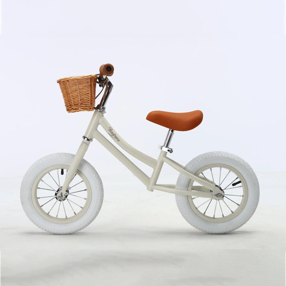 Baghera Bicycle Balance Bike Ivory White with Helmet