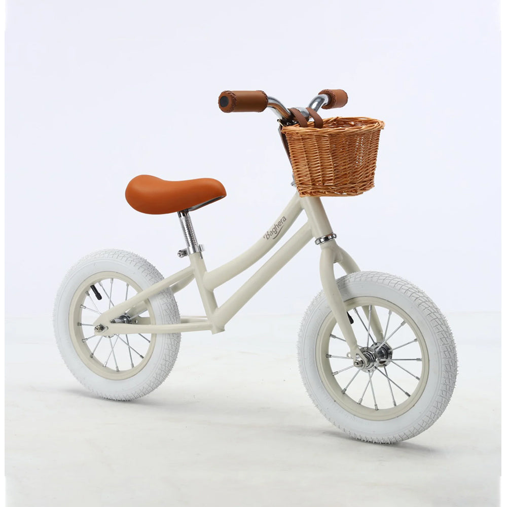 Baghera Bicycle Balance Bike Ivory White with Helmet