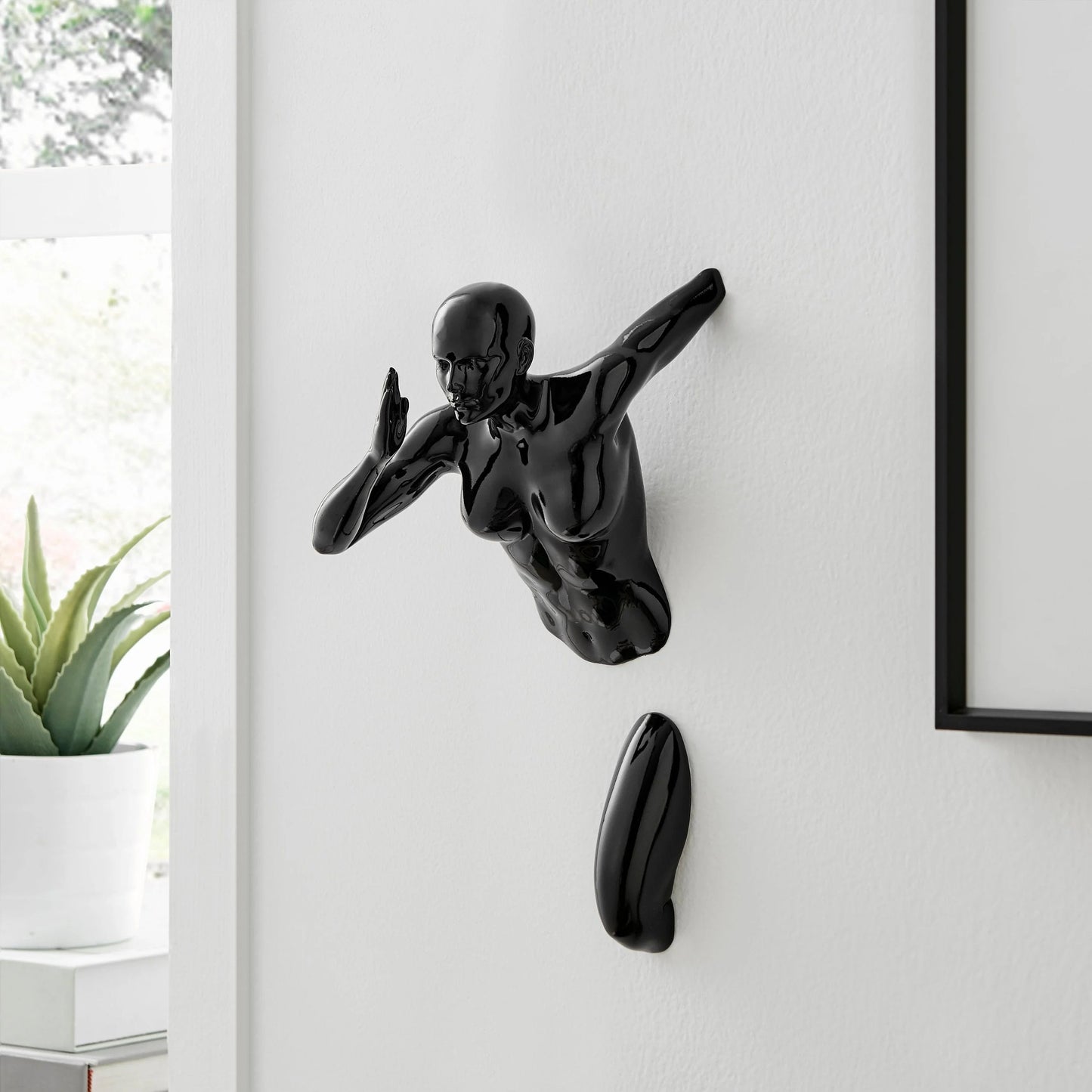 Finesse Decor Black Wall Runner 13" Woman Sculpture 2