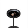 Front view of Dome Black Ground Steel Low Fireplace by Le Feu