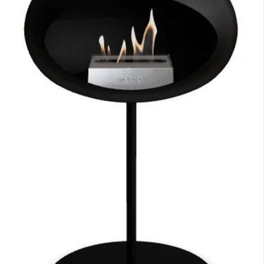 Eco-friendly Dome Black Ground Steel Low Fireplace by Le Feu in modern living room