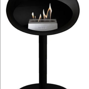 Sleek design of Dome Black Ground Steel Low Fireplace by Le Feu

