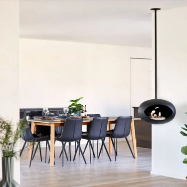 Le Feu Dome Black Sky eco-friendly fireplace in modern outdoor decor