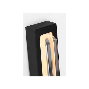 Contemporary black vanity light with integrated LED and crystal shade