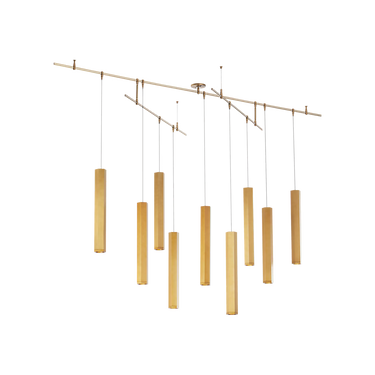 Modern brass chandelier for upscale dining room design