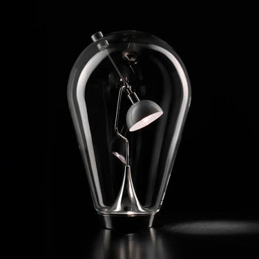 Blow modern table lamp by Lodes Italy with chrome metal base