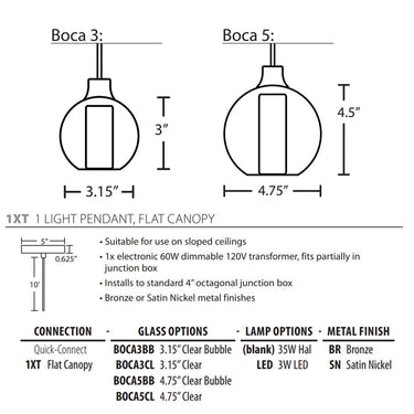 Boca 5 LED Pendant Light by Besa