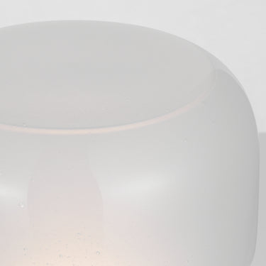 Bolete Accent seeded glass mushroom lamp setting the mood in a lived-in room