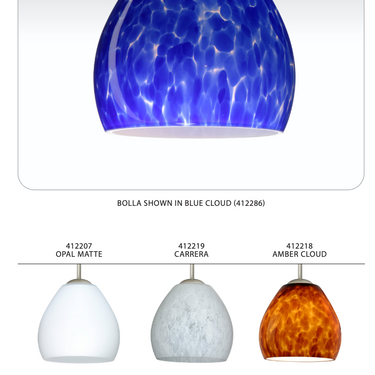 Bolla glass color lineup with one pendant hung above | Besa Lighting