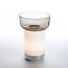 Modern rechargeable LED lamp with glass bowl for hospitality spaces