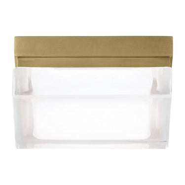 Modern Square Flush Mount Lighting | Boxie 5.3" - Natural Brass