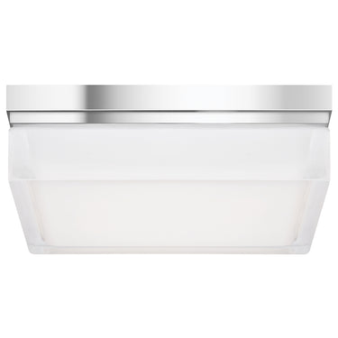 Contemporary Square Flush Mount LED Ceiling Fixture, Boxie 9 Inch, Chrome Finish