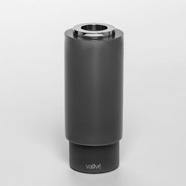 Aro Flower Vase Graphite by Vallvé, in a styled bathroom