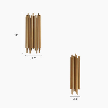 Labysperia HA05032: 2-Light Brass Wall Sconce with Modern Classic Tubes 