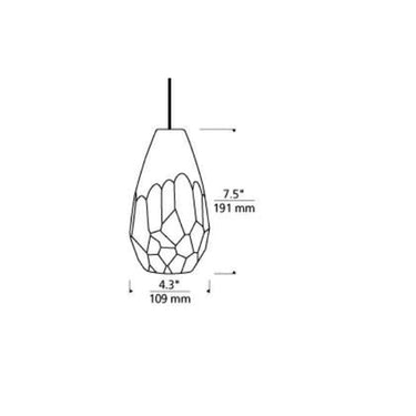 Briolette LED Pendant Light - Close-Up of Textured Glass Design
