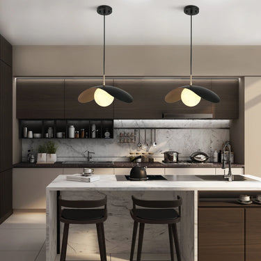 Modern Dome Pendant Light with Matte Black and Gold Finish for Kitchen Island