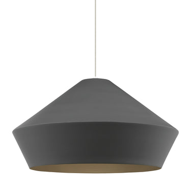 Charcoal gray metal shade on the Brummel 20" pendant light, showcasing its downward directional lighting.