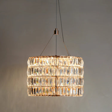 Brusmogan 6-Light Gold Chandelier: Modern Crystal Cylinder LED Ceiling Light Fixture 