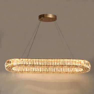 Brusmogan 37" Gold Island Light: Modern Rectangle LED Pendant for Kitchen 
