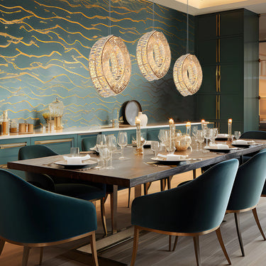 Gold Loop LED Chandelier with 9.5" Ring - Brusmogan Design | Dining Area Elegant Suspension