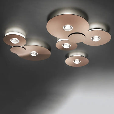 Modern low-profile LED ceiling light with dual crystal centers by Lodes